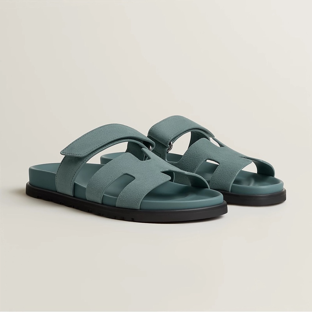 RARE FIND | Hermes BNIB authentic women chypre sandals in Bleu Tonnerre 38.5